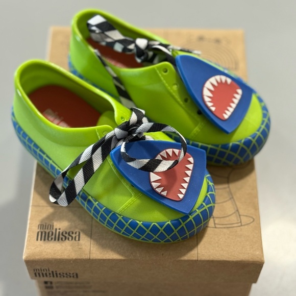 Mini Melissa Green and Blue Shark Shoes - Picture 1 of 2